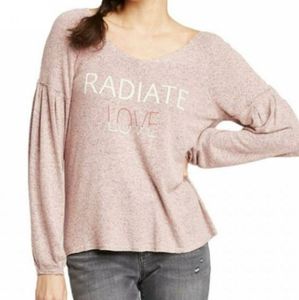 Knox Rose "Radiate Love" Long Sleeve Scoop Neck Pink Top Sz Small